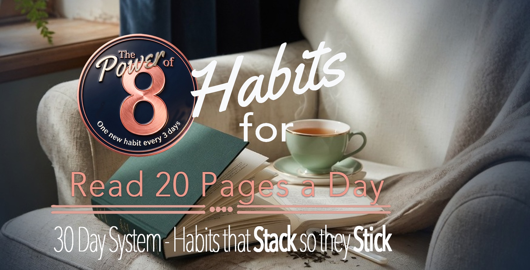 Cover: The Power of 8 — Habits for Read 20 Pages a Day
