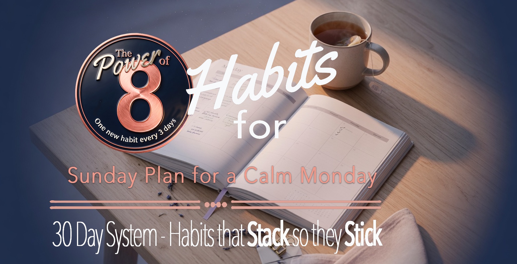 Cover: The Power of 8 — Habits for Sunday Plan for a Calm Monday
