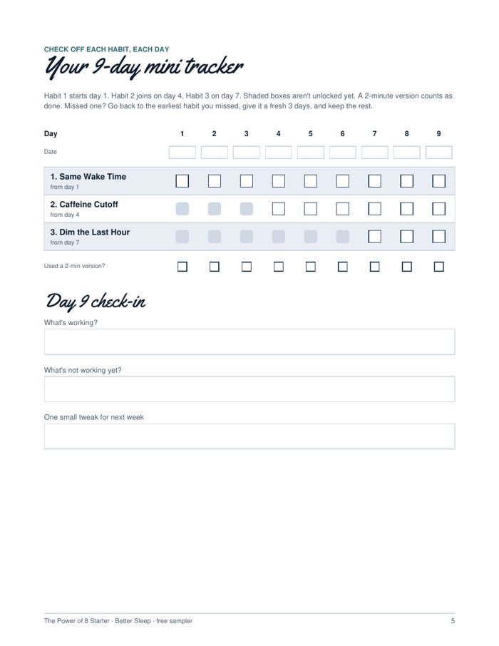 Starter PDF 9-day mini tracker page